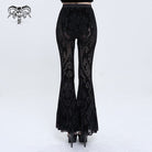 DEVIL FASHION Women's Gothic Totem Printed Sheer Flared Pants