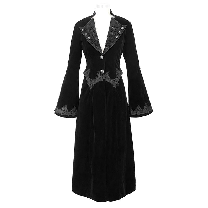 Women's Gothic Velet Large Lapel Flare Sleeve Long Coats