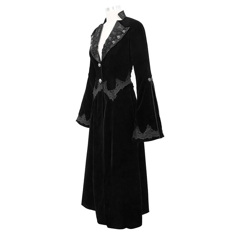 Women's Gothic Velet Large Lapel Flare Sleeve Long Coats