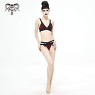 Women's Gothic Wine Red Strappy Bikini