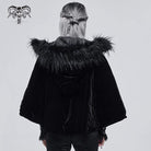 DEVIL FASHION Women's Gothic Zipper Velvet Cloak with Witch Hood