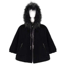 DEVIL FASHION Women's Gothic Zipper Velvet Cloak with Witch Hood