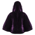 DEVIL FASHION Women's Gothic Zipper Velvet Cloak with Witch Hood