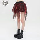 DEVIL FASHION Women's Grunge Double Color Irregular Layered Mesh Skirt