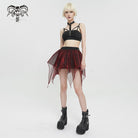 DEVIL FASHION Women's Grunge Double Color Irregular Layered Mesh Skirt