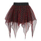 DEVIL FASHION Women's Grunge Double Color Irregular Layered Mesh Skirt