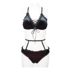 Women's Grunge Lace Black Bikini with Boyshort Bottoms