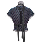 DEVIL FASHION Women's Grunge Scaly Printed Splice Mesh Crop Top with Buckle Strap