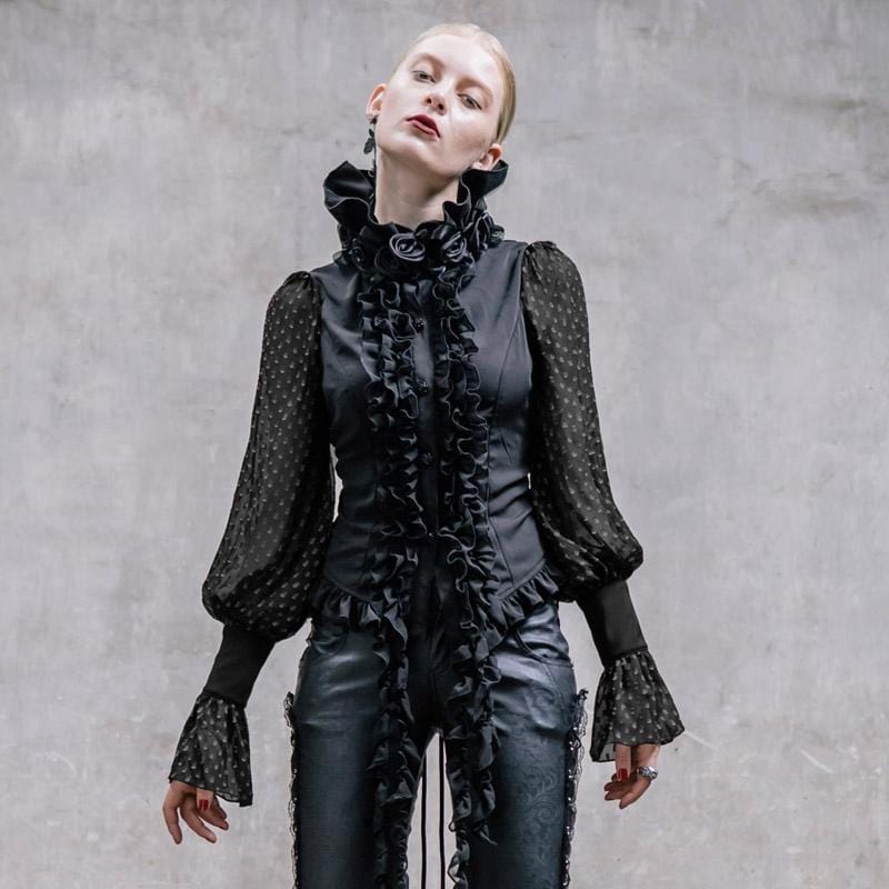 DEVIL FASHION Women's High Detail Vintage Goth Top