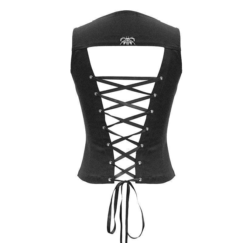 Women's Lace-up Back Solid Color Sexy Tank Tops