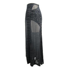 DEVIL FASHION Women's Long Punk Skirt With Sheer Net Panels