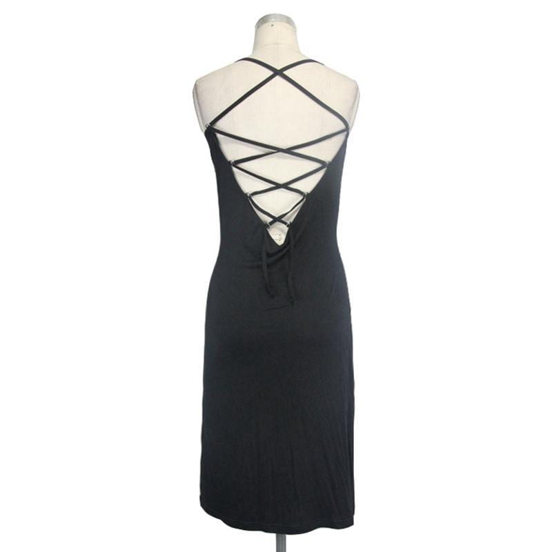 DEVIL FASHION Women's Punk Backless Sheath Dress