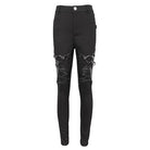 DEVIL FASHION Women's Punk Buckle Splice Skinny Pants