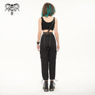 DEVIL FASHION Women's Punk Buckles Drawstring Suspender Pants