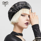 DEVIL FASHION Women's Punk Clips Faux Leather Hat