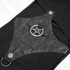 DEVIL FASHION Women's Punk Cutout Faux Leather Splice Jogger Pants with Chain