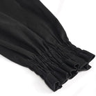 DEVIL FASHION Women's Punk Cutout Faux Leather Splice Jogger Pants with Chain