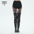 DEVIL FASHION Women's Punk Cutout Mesh Splice Leggings