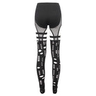 DEVIL FASHION Women's Punk Cutout Mesh Splice Leggings
