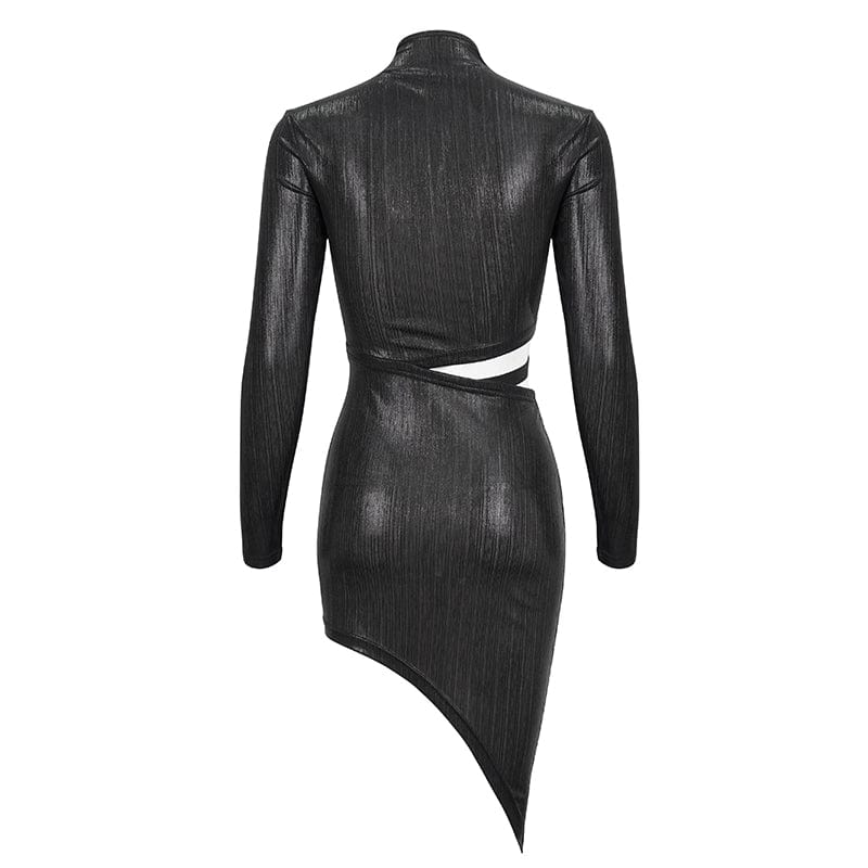 DEVIL FASHION Women's Punk Cutout Slim Fitted Irregular Dress