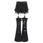 DEVIL FASHION Women's Punk Detachable Mesh Splice Ripped Pants