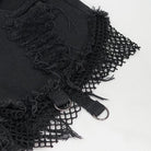 DEVIL FASHION Women's Punk Detachable Mesh Splice Ripped Pants