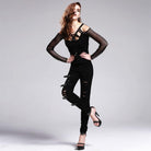 DEVIL FASHION Women's Punk Distressed Trousers With Straps