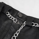 DEVIL FASHION Women's Punk Faux Leather Ankle Banded Pants With Metal Chain