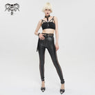 DEVIL FASHION Women's Punk Faux Patent Leather Splice Halter Bustier