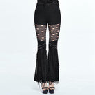 DEVIL FASHION Women's Punk Gaucho Trousers With Ripped Detailing