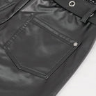 DEVIL FASHION Women's Punk Mesh Splice Rivets Leggings with Belt