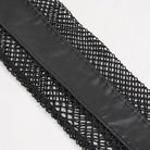 DEVIL FASHION Women's Punk Mesh Splice Rivets Leggings with Belt