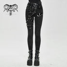 DEVIL FASHION Women's Punk Pentagram Leggings with Faux Leather Strap