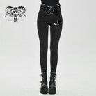 DEVIL FASHION Women's Punk Pentagram Leggings with Faux Leather Strap
