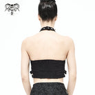 DEVIL FASHION Women's Punk Rivets Skull Halterneck Bustier
