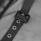 DEVIL FASHION Women's Punk Stand Collar Slash Shoulder Sheer Shirt