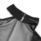 DEVIL FASHION Women's Punk Stand Collar Slash Shoulder Sheer Shirt