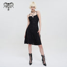 DEVIL FASHION Women's Punk Stappy Plunging Side Slit Slip Dress