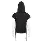 DEVIL FASHION Women's Punk Strap Splice Asymmetric Short Sleeved Crop Top