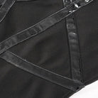 DEVIL FASHION Women's Punk Strap Splice Asymmetric Short Sleeved Crop Top