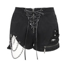 DEVIL FASHION Women's Punk Strappy Irregular Ripped Shorts
