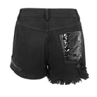 DEVIL FASHION Women's Punk Strappy Irregular Ripped Shorts