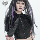 DEVIL FASHION Women's Punk Studded Chain Faux Leather Tie