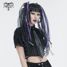 DEVIL FASHION Women's Punk Studded Chain Faux Leather Tie