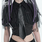 DEVIL FASHION Women's Punk Studded Chain Faux Leather Tie