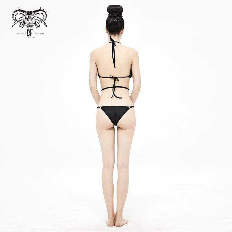 Women's Punk Triangle Halterneck Strappy Bikini