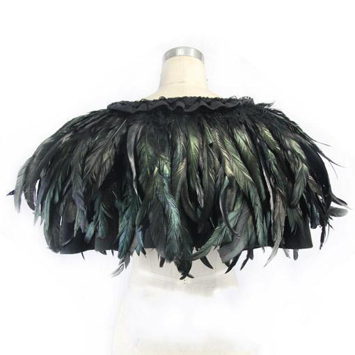 Women's Short Goth Feathered Cape