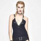DEVIL FASHION Women's Short Strappy Punk Top