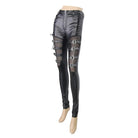 Women's Skinny Leather Lace and Straps Punk Trousers