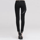 DEVIL FASHION Women's Skinny Punk Pants With Leather Patches